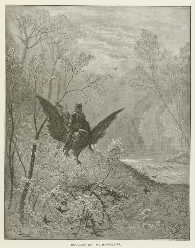 Ruggiero na hipogryfie autorstwa Gustave after Dore