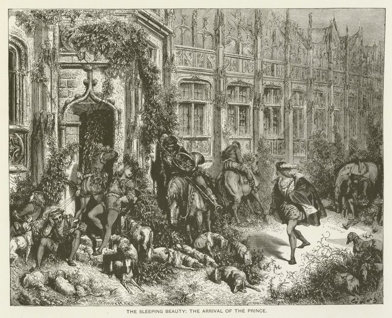 Śpiąca Królewna, przybycie Księcia autorstwa Gustave after Dore
