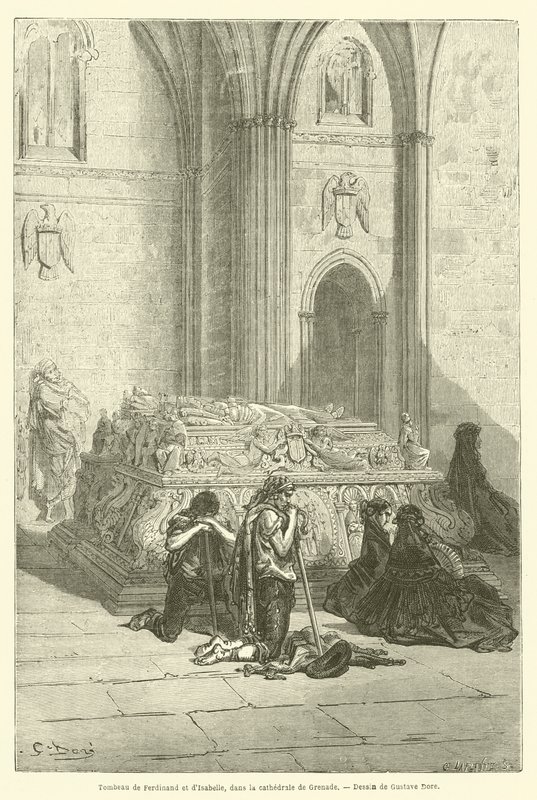 Grób Ferdynanda i Izabeli w katedrze w Granadzie autorstwa Gustave after Dore