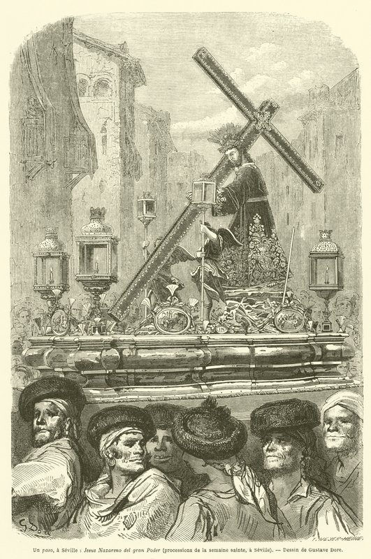 Jeden krok, do Sewilli, Jesus Nazareno del gran Poder, procesje de la semaine sainte, do Sewilli autorstwa Gustave after Dore