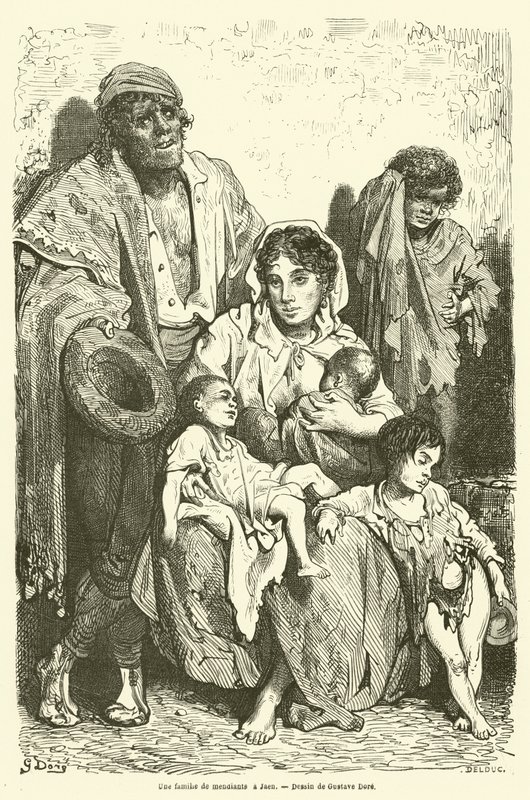 Rodzina żebraków w Jaén autorstwa Gustave after Dore