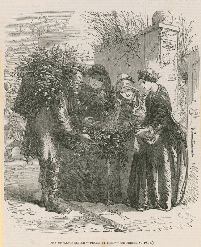 Sprzedawca jemioły (grawerunek) autorstwa after Hablot Knight Browne
