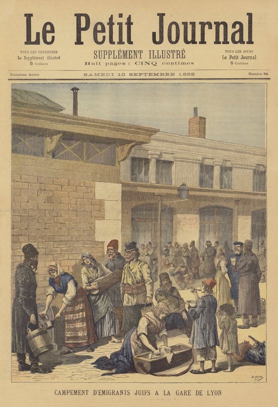Obozowisko żydowskich emigrantów do Ameryki przy Gare de Lyon autorstwa after Henri Meyer