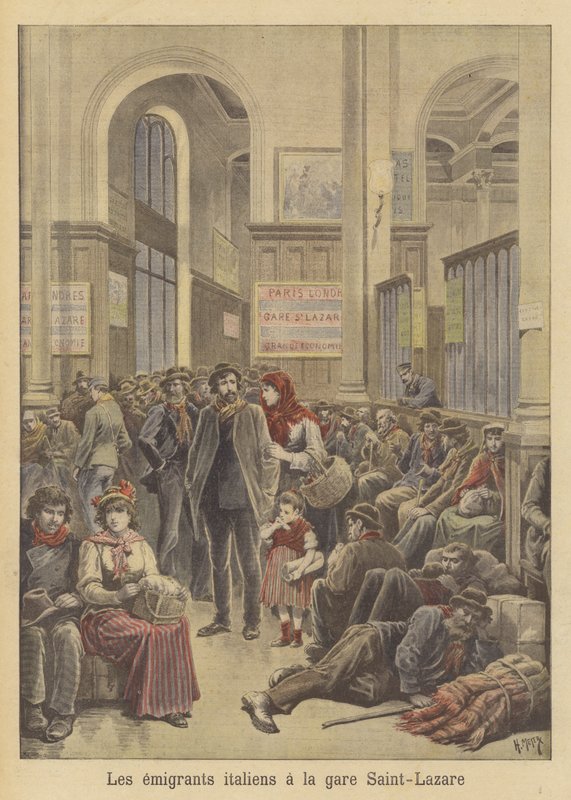 Włoscy emigranci do Ameryki w Gare Saint-Lazare autorstwa after Henri Meyer