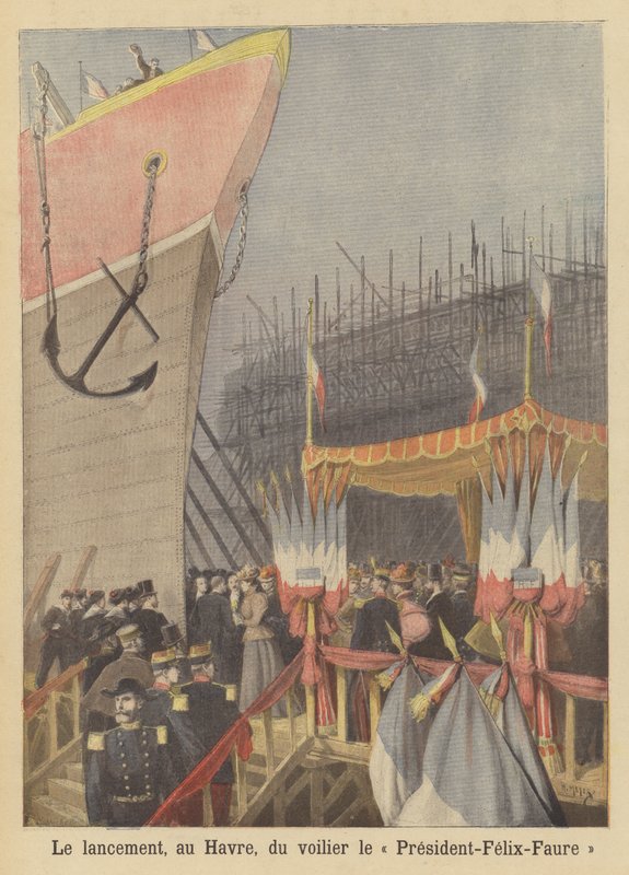 Wodowanie żaglowca President-Felix-Faure w Le Havre autorstwa after Henri Meyer