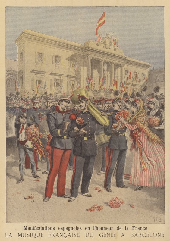 Popularne demonstracje przyjaźni wobec Francji w Hiszpanii autorstwa after Henri Meyer