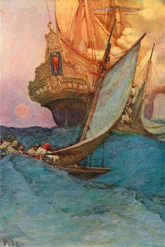 Atak na galeon autorstwa after Howard Pyle