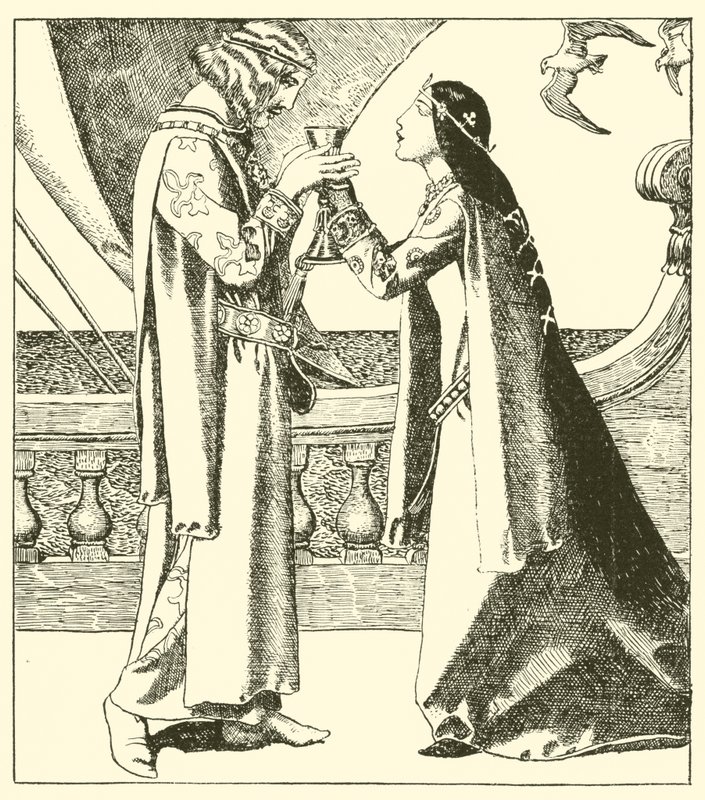 Belle Iseult i Sir Tristram wypili suszę miłosną autorstwa after Howard Pyle