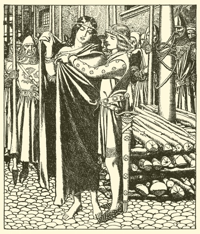 Tristram wspiera Lady Moeya autorstwa after Howard Pyle