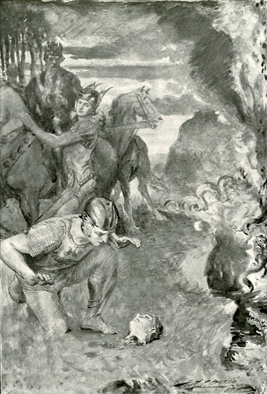 Beowulf odnajduje głowę Aschere autorstwa after John Henry Frederick Bacon