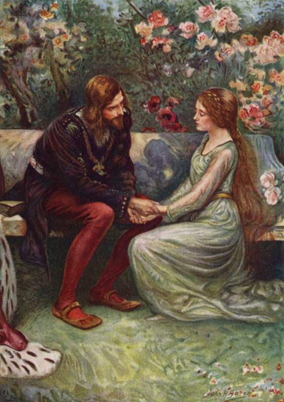 Książę Henryk i Elsie w ogrodzie autorstwa after John Henry Frederick Bacon