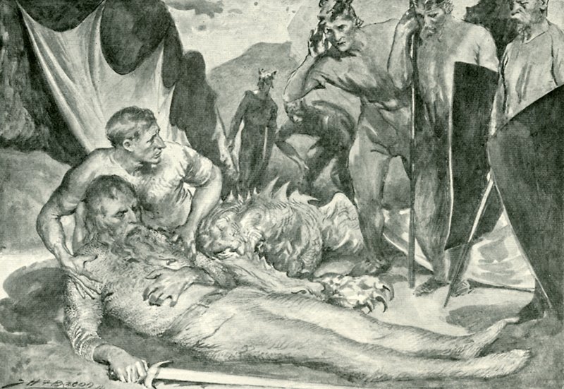 Śmierć Beowulfa autorstwa after John Henry Frederick Bacon