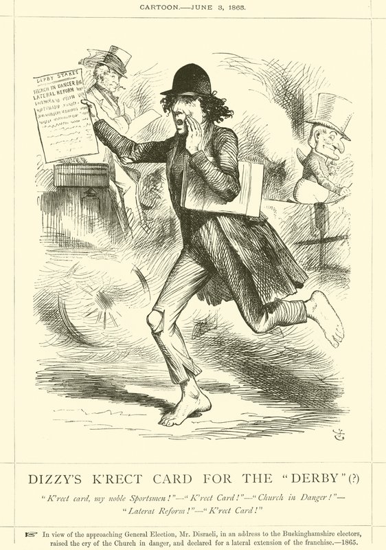 Karta Dizzys Krect na Derby (?) autorstwa after John Tenniel