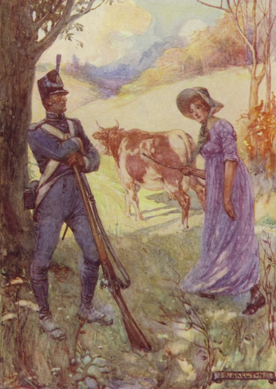 Prowadząc przed sobą krowę, Laura Secord minęła amerykańskich wartowników autorstwa after Joseph Ratcliffe Skelton