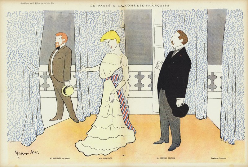 Aktorzy występujący w Le Passe w Comedie-Francaise, ilustracja do Le Rire autorstwa after Leonetto Cappiello