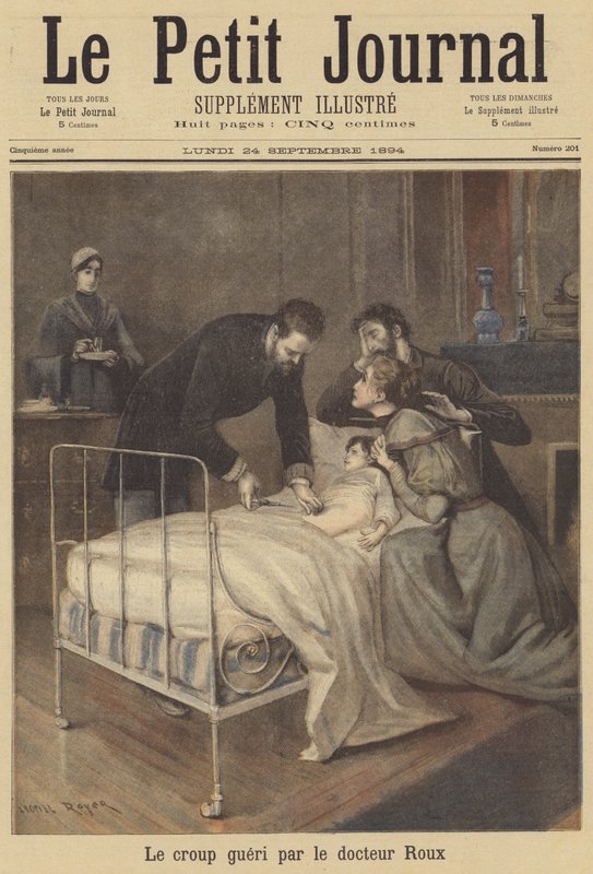 Doktor Emile Roux leczył dziecko z przypadku zadu autorstwa after Lionel Royer