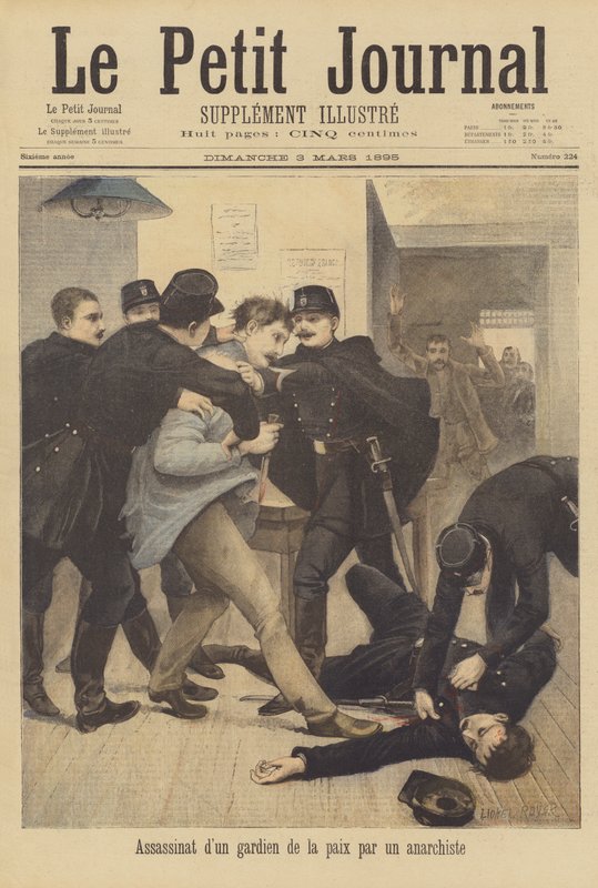 Zabójstwo policjanta przez anarchistę autorstwa after Lionel Royer