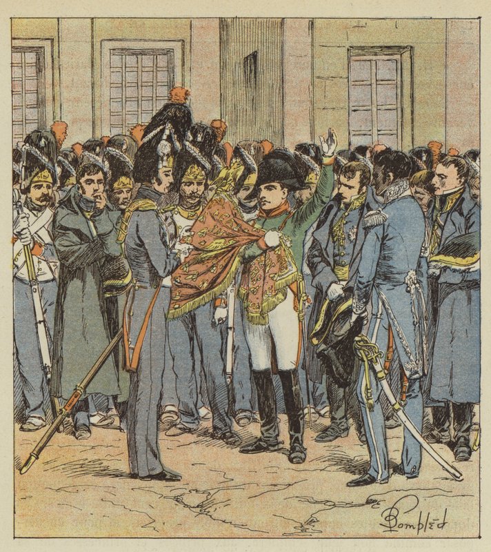 Pożegnanie Napoleona z jego gwardią w Fontainebleau autorstwa after Louis Charles Bombled