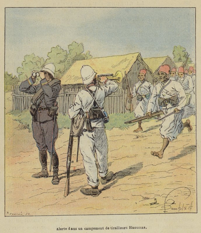 Alarm w obozie harcowników Hausa autorstwa after Louis Charles Bombled