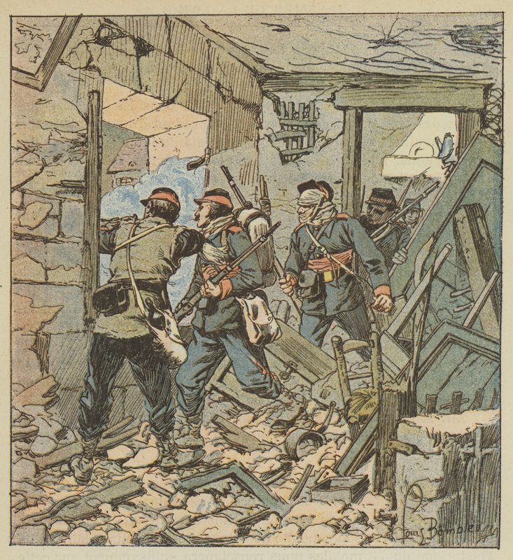Alarm 74. telefonów komórkowych w ruinach Varize autorstwa after Louis Charles Bombled