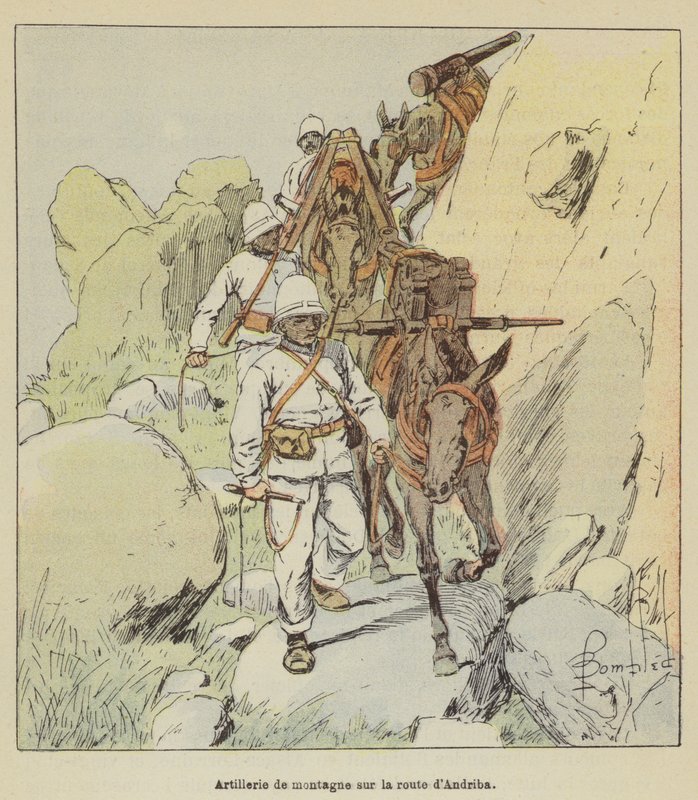 Artyleria górska na drodze do Andriba autorstwa after Louis Charles Bombled