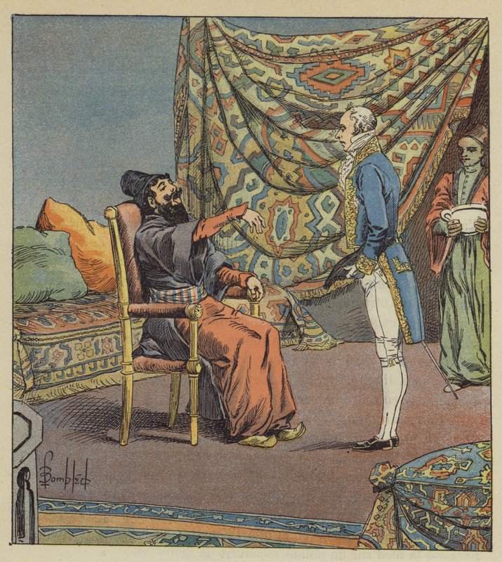 Asker-Khan, ambasador perski, bierze de Marbois, prezesa Trybunału Obrachunkowego, na lekarza autorstwa after Louis Charles Bombled