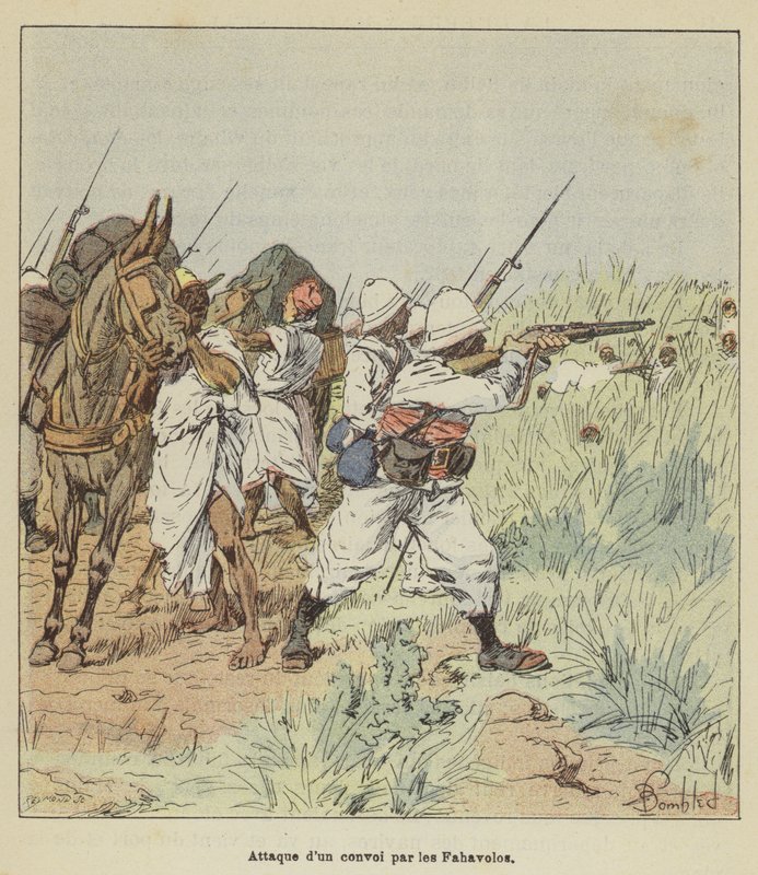 Atak na konwój Fahavolos autorstwa after Louis Charles Bombled