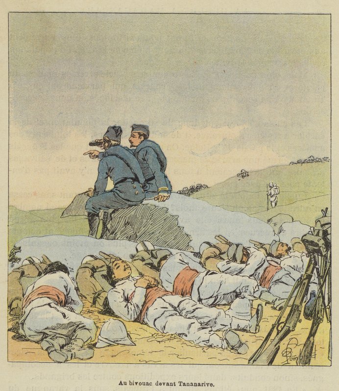 Na biwaku przed Antananarivo autorstwa after Louis Charles Bombled
