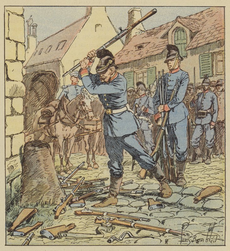 Na przedmieściach Aydes podoficer bawarski rozbija chasspotów autorstwa after Louis Charles Bombled