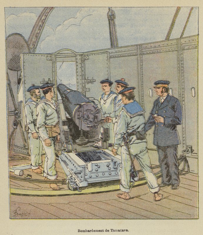 Bombardowanie Tamatave autorstwa after Louis Charles Bombled