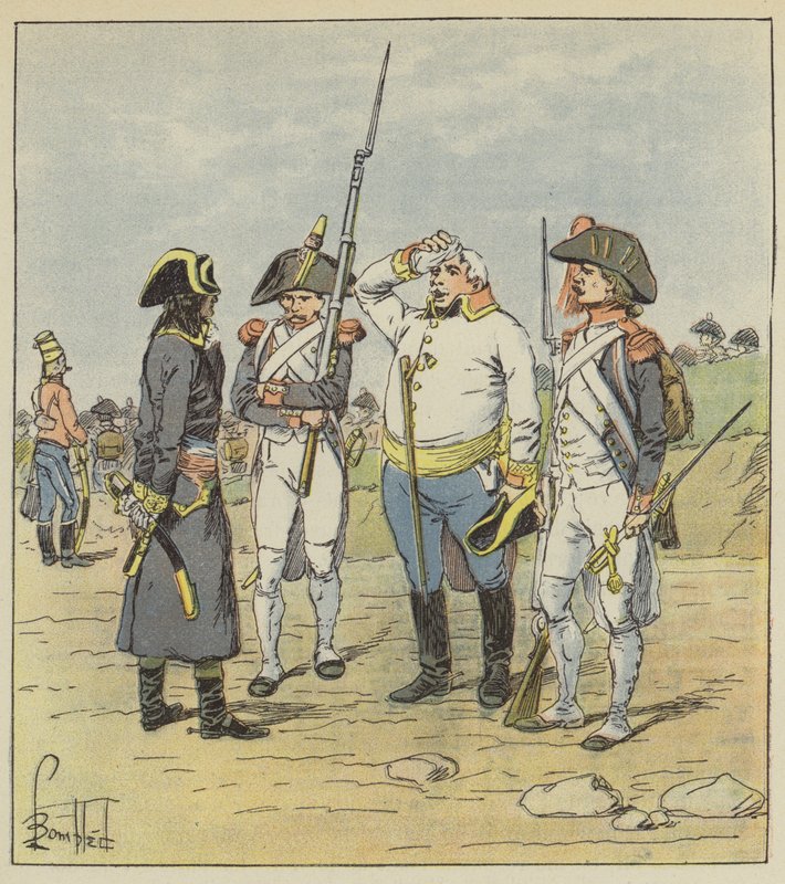 Bonaparte przesłuchuje dużego austriackiego więźnia majora autorstwa after Louis Charles Bombled