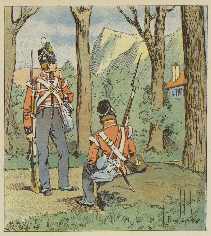 To właśnie stamtąd dwaj angielscy żołnierze zajęli stanowisko, aby nas obserwować. autorstwa after Louis Charles Bombled