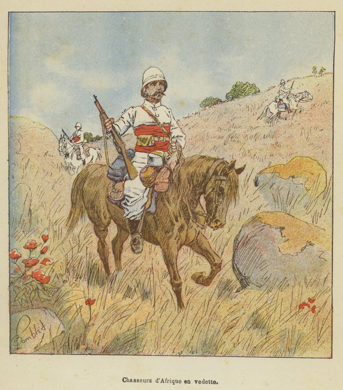 wyróżnieni myśliwi z afryki autorstwa after Louis Charles Bombled