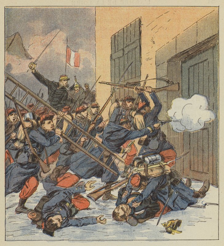 Bitwa pod Droue, generał Gougeard startuje na czele kolumny piechoty autorstwa after Louis Charles Bombled