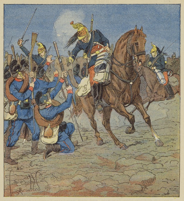 Combat de Vallieres, nasi dragoni atakują bawarską kompanię i biorą ją do niewoli autorstwa after Louis Charles Bombled
