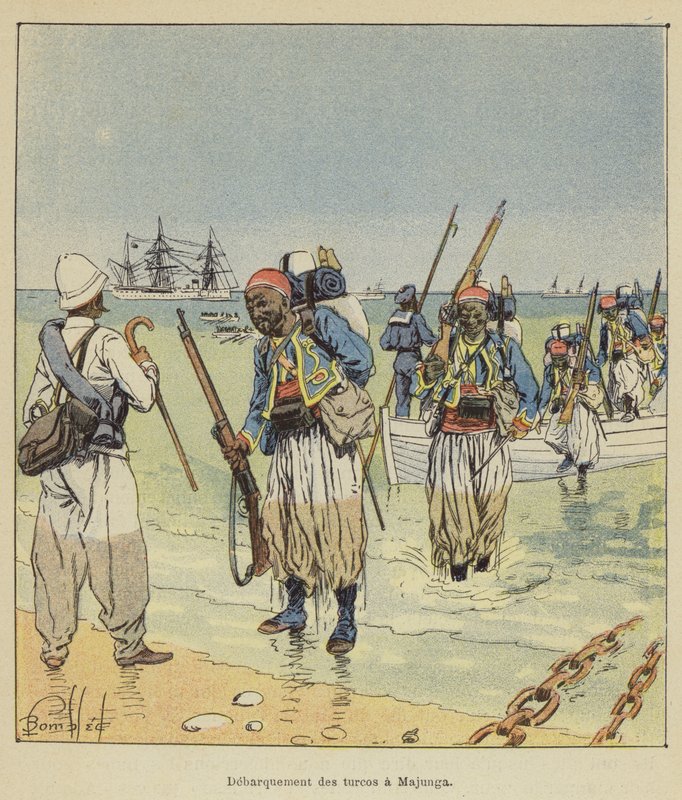 Lądowanie Turkos w Majunga autorstwa after Louis Charles Bombled