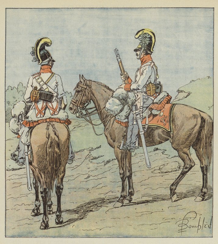 Wyróżnione austriackie dragoni autorstwa after Louis Charles Bombled