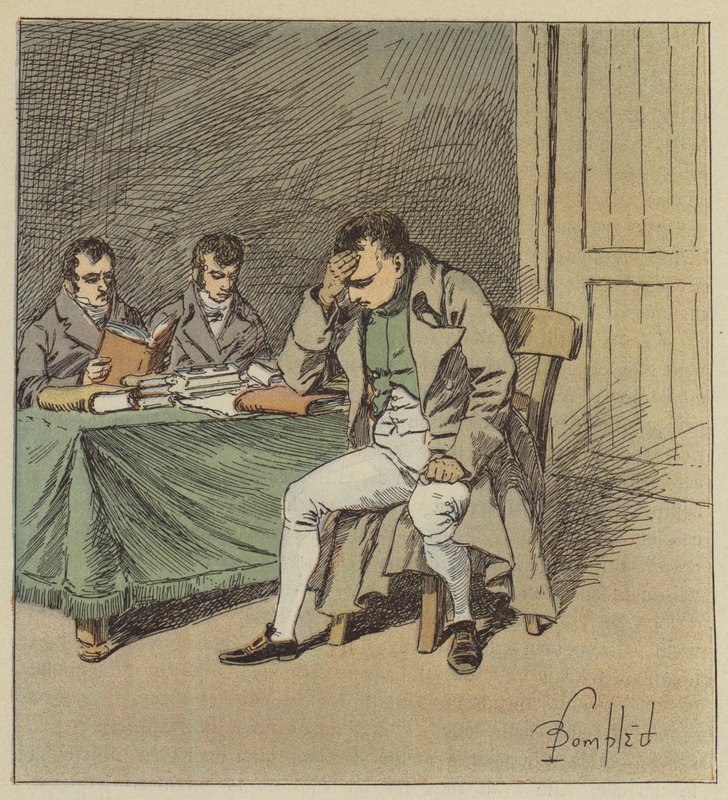 A Napoleon milczał przez kilka chwil, z głową opartą na jednej z rąk. autorstwa after Louis Charles Bombled