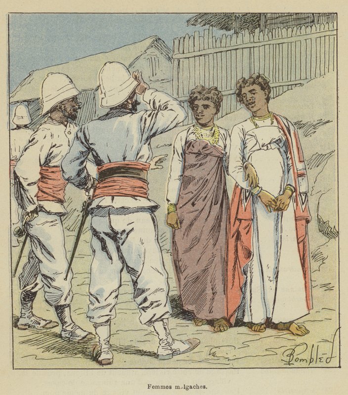 Madagaskaru kobiety autorstwa after Louis Charles Bombled