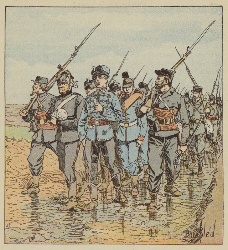 Snajperzy przyprowadzający jeńców niemieckich autorstwa after Louis Charles Bombled