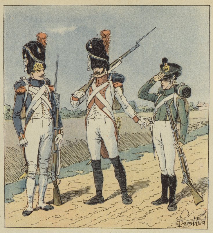 Gwardia Cesarska, Grenadierzy, 1 Pułk, 2 Pułk, oddziały autorstwa after Louis Charles Bombled