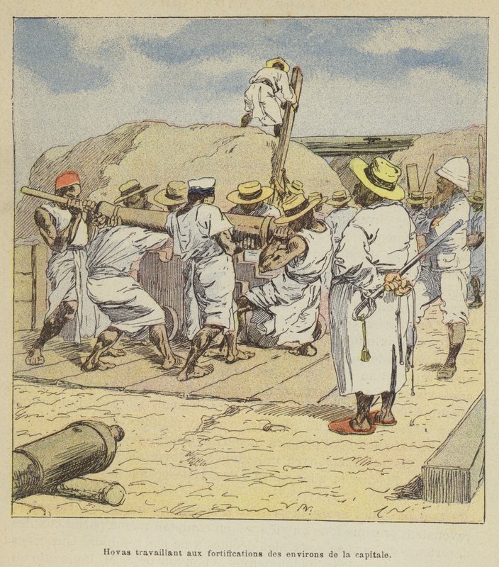 Hovas pracujący przy fortyfikacjach wokół stolicy autorstwa after Louis Charles Bombled