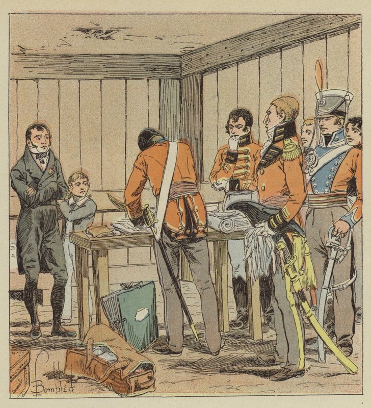 Hudson-Lowe przeszukuje papiery Las-Cases autorstwa after Louis Charles Bombled