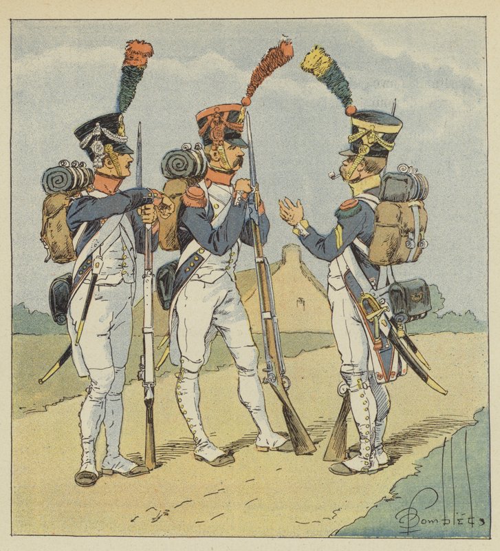 Piechota Liniowa, Fizylier, Grenadier, Voltigeur autorstwa after Louis Charles Bombled