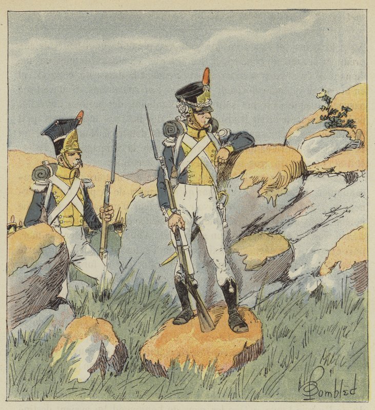 Piechota Polska, Pułk Nadwiślański, Fizylier i Grenadier autorstwa after Louis Charles Bombled