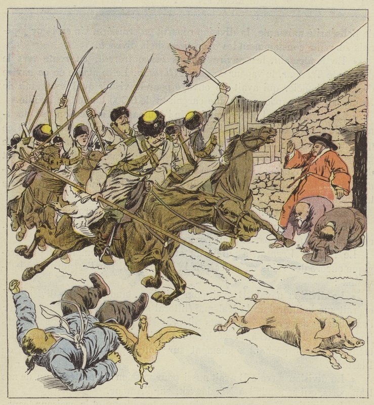 Wybuch Kozaków we wsi autorstwa after Louis Charles Bombled