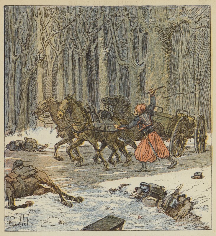 Młody zouave przynoszący sam kawałek armaty autorstwa after Louis Charles Bombled