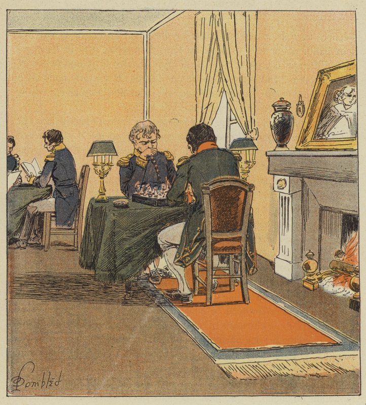 Cesarz gra w szachy z Wielkim Marszałkiem autorstwa after Louis Charles Bombled