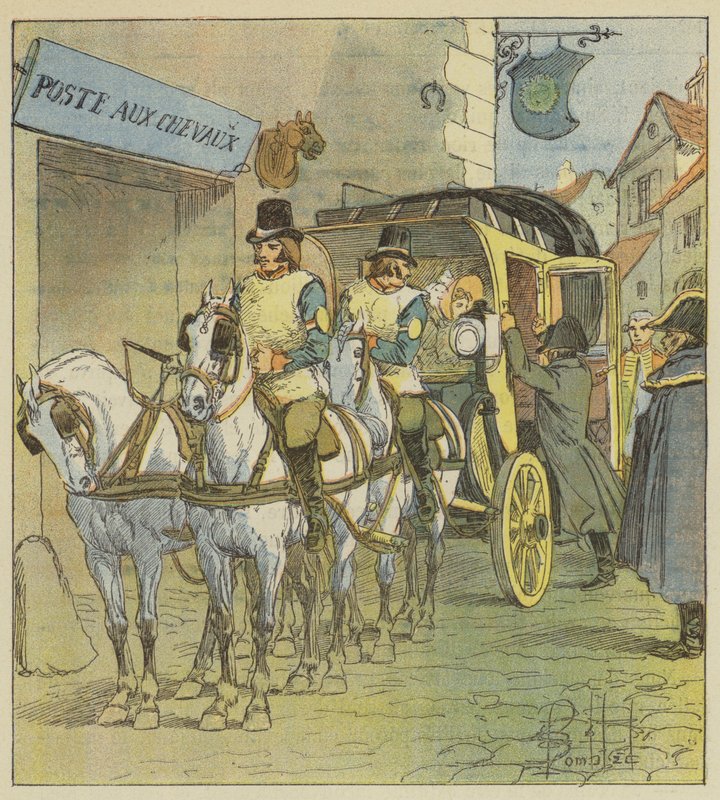 Cesarz wsiada do samochodu Marie-Louise autorstwa after Louis Charles Bombled