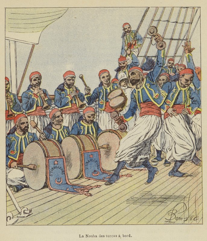 Nuba Turków na pokładzie autorstwa after Louis Charles Bombled